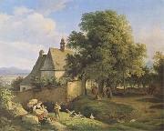 Adrian Ludwig Richter Church at Graupen in Bohemia (mk09) oil painting artist